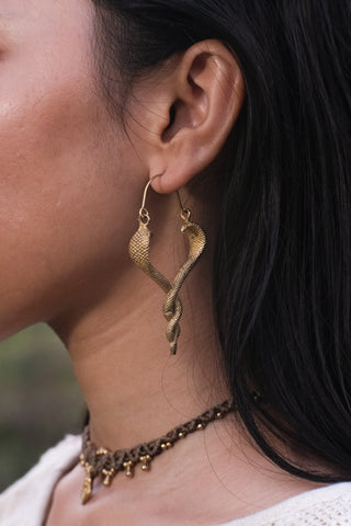 Brahman Earrings | Serpent Brass Earrings | Bohemian Jewelry