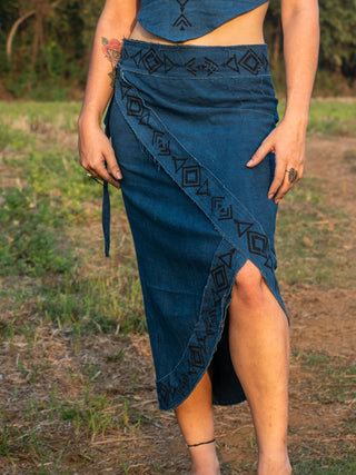 Indigo wrap skirt - Crystal Heal