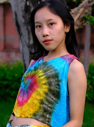 Rainbow tie-dye crop top - Crystal Heal