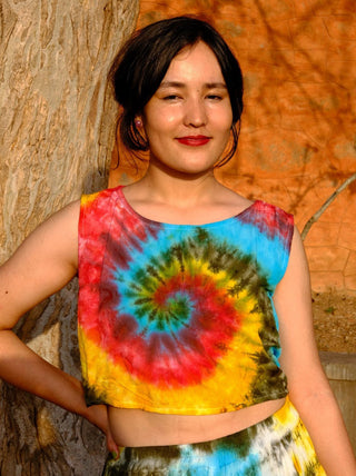 Rainbow tie-dye crop top - Crystal Heal