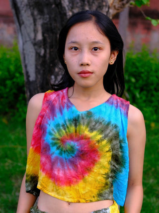 Rainbow tie-dye crop top - Crystal Heal